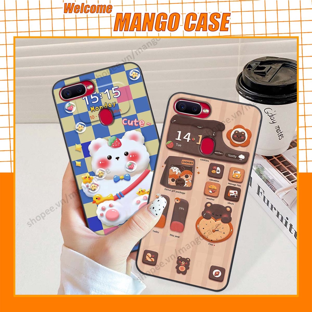 Ốp lưng Oppo A5s / A7 / F9 / A12 hình gấu, thỏ, đồng hồ cute dễ thương