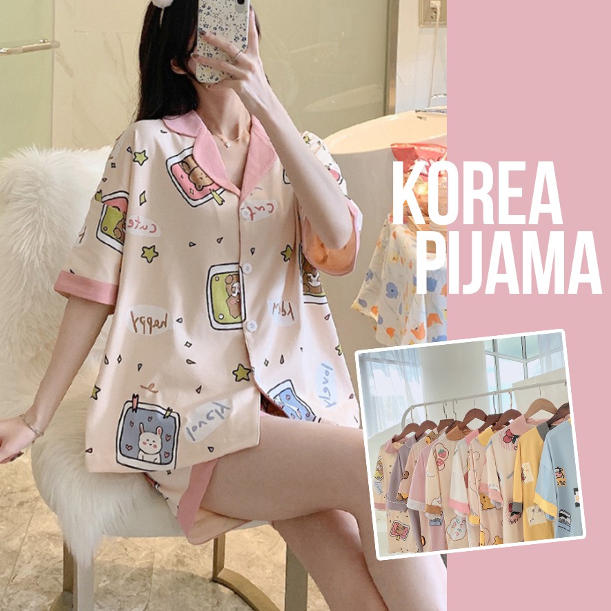 HÀNG SẴN_Bộ Ngủ Pyjama Cotton Ngắn Tay Korea Hè 2021 | BigBuy360 - bigbuy360.vn