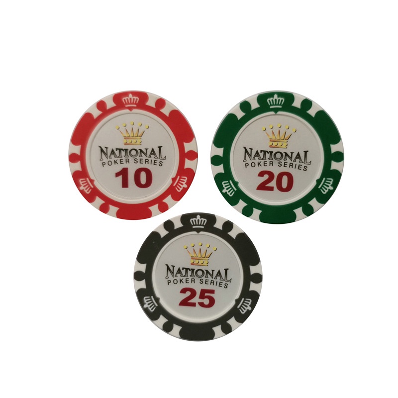 Chip poker có số , phỉnh poker , chip dòng Nation.al Vương Niệm chất nhựa cao cấp PK 12