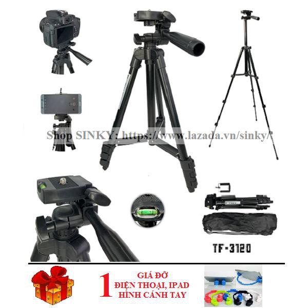 Chân đế chụp hình Tripod 3120 (Đen) + Tặng giá đỡ điện thoại hình cánh tay