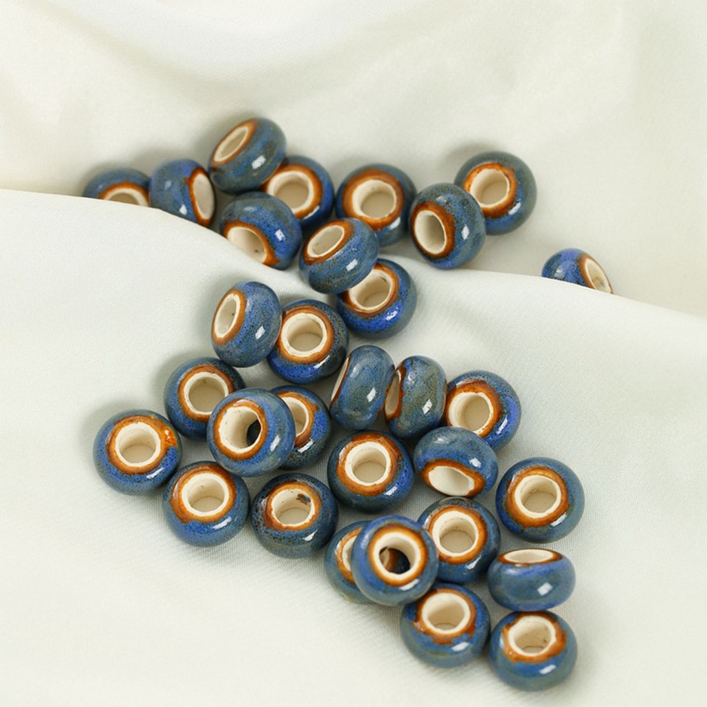 1 [Fenteer1] Set 50 Hạt Gốm Nhiều Màu Sắc Lỗ Lớn Làm Trang Sức Nhẫn Thủ Công