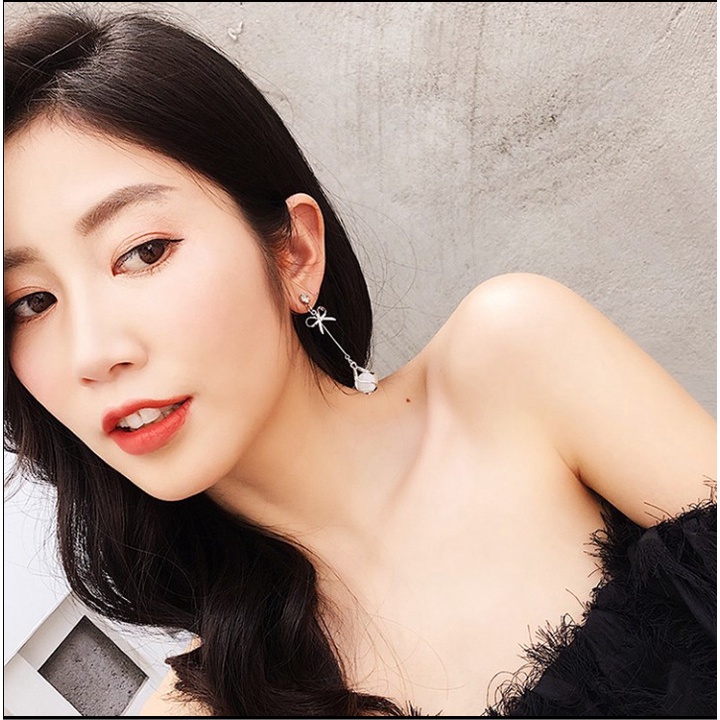 Đôi Khuyên Tai Dài Đính Đá Opal Tự Nhiên Thời Trang Cho Nữ