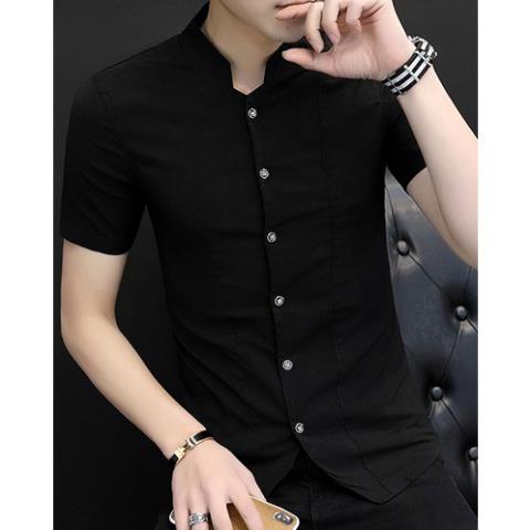 Áo sơ mi, Áo sơ mi nam cộc tay cổ đứng,  phong cách trẻ trung năng động, lịch lãm N20