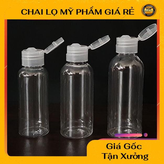 Chai Chiết Mĩ Phẩm ❤ RẺ VÔ ĐỊCH ❤ [50ml] Chựa lọ nhựa pet nắp bật chiết mỹ phẩm , chai nhựa chiết gel , phụ kiện du lịch