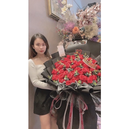 [-70k ship] Bó sáp 4 lớp 150bông siêu cao cấp. Dài 1.1m, rộng 65cm. Có Hoả Tốc. Chọn màu hoa ib