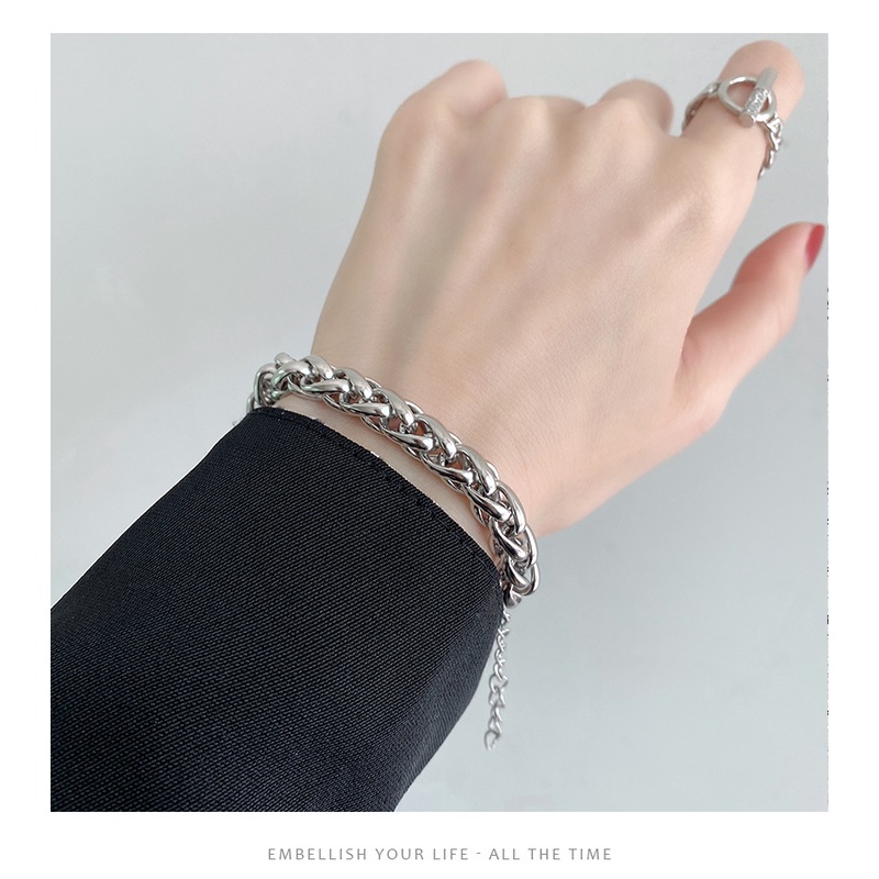 Vòng Tay Thép Titan Phong Cách hip hop Thời Trang Cá Tính Dành Cho Cặp Đôi