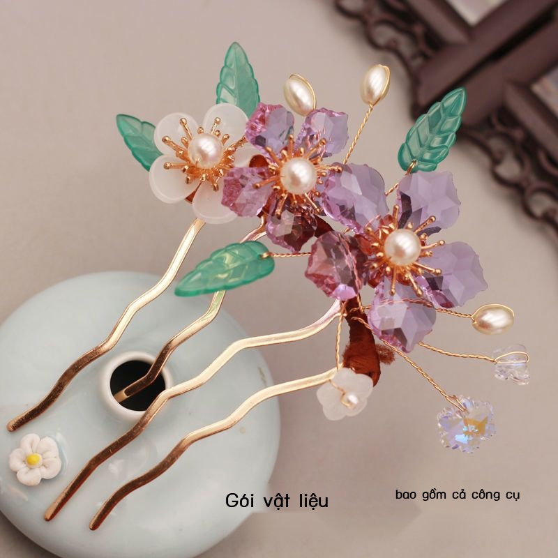Phụ Kiện Cài Tóc / Trâm Cài Tóc Hình Hoa Phong Cách Hanfu Cổ Điển diy