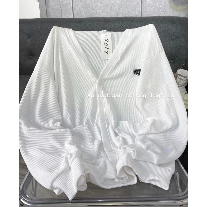 Áo Khoác Cardigan mỏng chất liệu vải tổ ong sang trọng logo sc trước ngực form dáng Hàn Quốc.