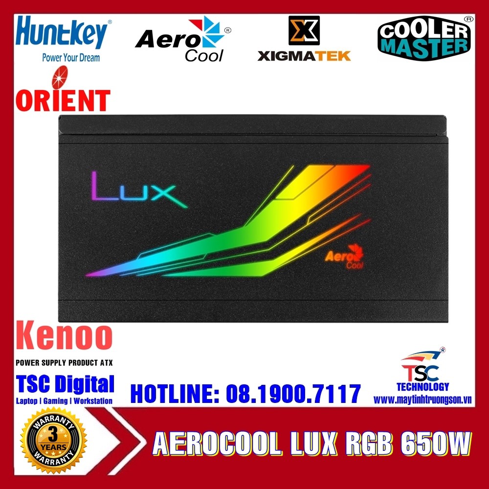 Bộ Nguồn Máy Tính Aerocool LUX RGB 750W 650W 550W 80 Plus Bronze Chính Hãng | Bảo Hành 36T Tại TTBH Hà Nội Và Sài Gòn