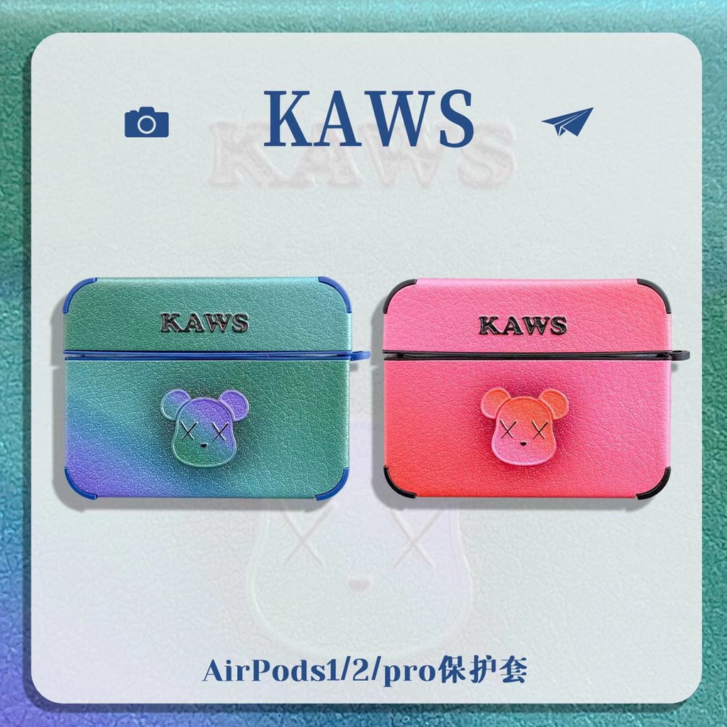 Vỏ Bảo Vệ Hộp Sạc Tai Nghe Airpods 1 / 2 / Pro Bằng Da Chống Rơi Hình Gấu Kaws | BigBuy360 - bigbuy360.vn