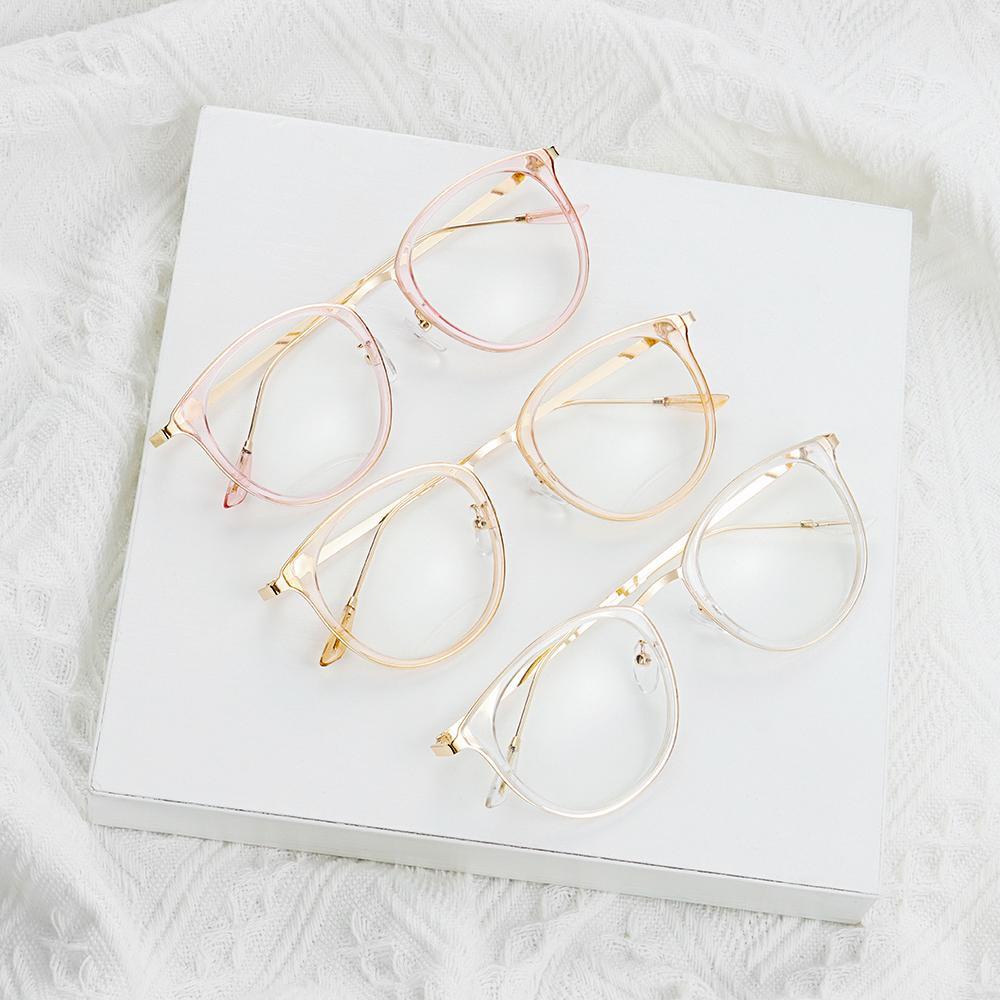 Mắt Kính Gọng Nhựa Trong Suốt Họa Tiết Da Báo Thời Trang