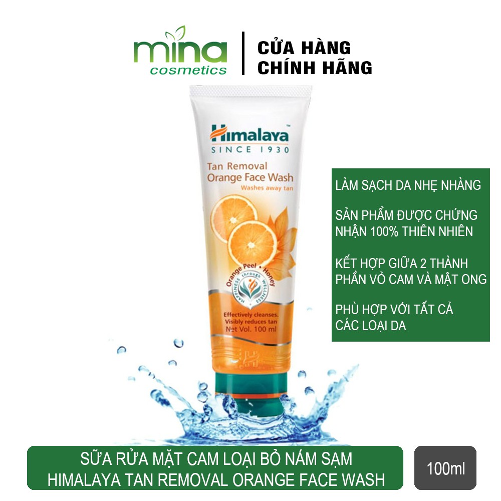 Sữa rửa mặt cam loại bỏ nám sạm Himalaya Tan Removal Orange Face Wash 100ml