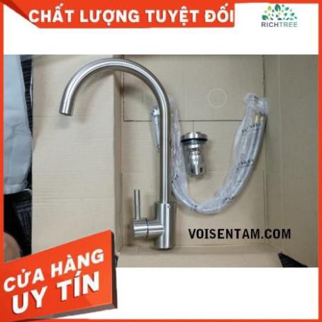 [FREE SHIP] Vòi rửa bát NÓNG LẠNH loại cắm chậu chất liệu inox 304 dáng tròn-Tặng bộ dây cấp-mã-Chính hãng KD 011