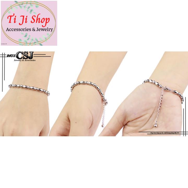 LẮC TAY NỮ INOX BI HẠT GẠO - trắng, đẹp, không đen,