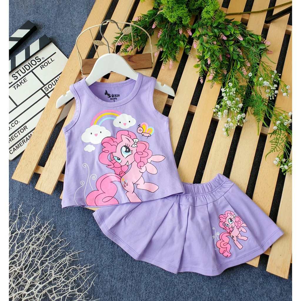 Set váy áo sát nách in hình PONY siêu cute cho bé gái
