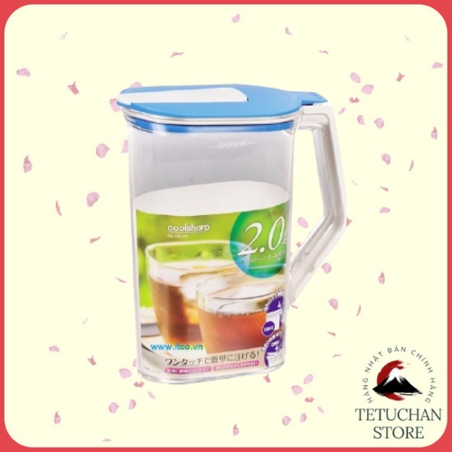 Bình đựng nước nhựa trong cao cấp Pearl Metal 2 lít nắp xanh Nội địa Nhật Bản