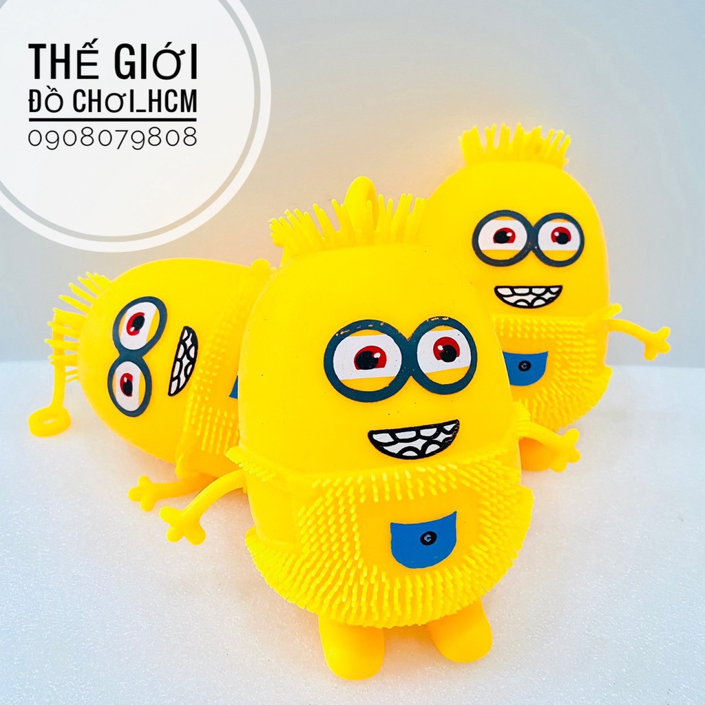 [RẺ- VUI NHỘN] Đồ chơi bóp bong bóng đàn hồi hình Minion có đèn sáng, bóp tay bằng silicon giảm căng thẳng .