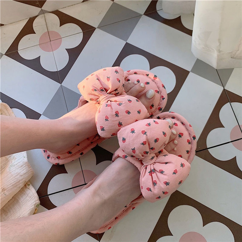 Dép cotton Lanh Đính Nơ Dễ Thương Thời Trang Mùa Hè Cho Nữ TTH211