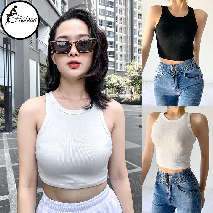 Áo Ba Lỗ Nữ Croptop Trơn Sát Nách Freesize Dưới 52Kg "ÁO 3 LỖ"