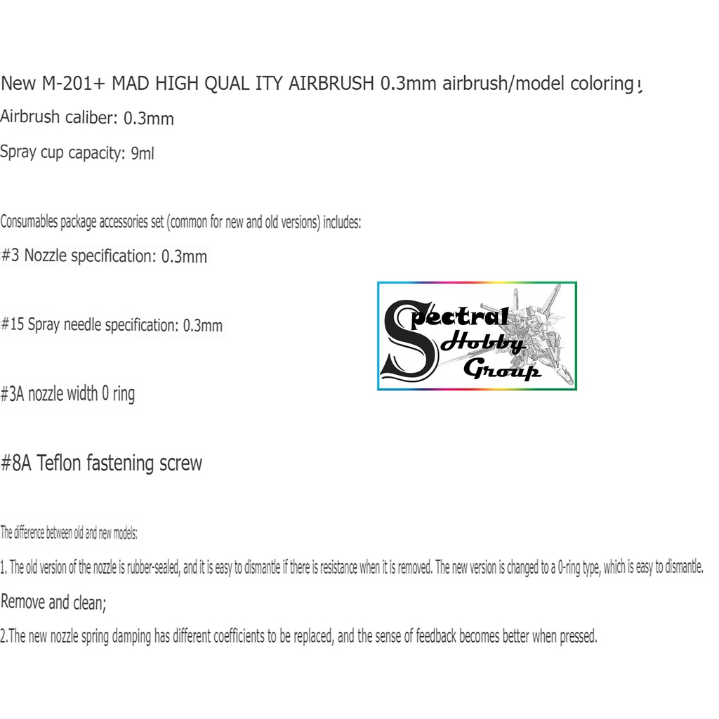 Bút sơn mô hình MADWORK 0.3mm Pen Airbrush M201+ plus Madworks HIGH QUALITY new ver