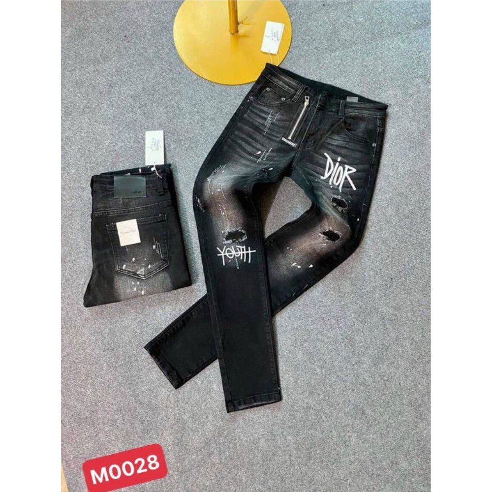 Quần jean nam trắng rách bụi bặm chất bò co giãn form skinny ống ôm mẫu mới cao cấp Menswear Pants Ôm gọn