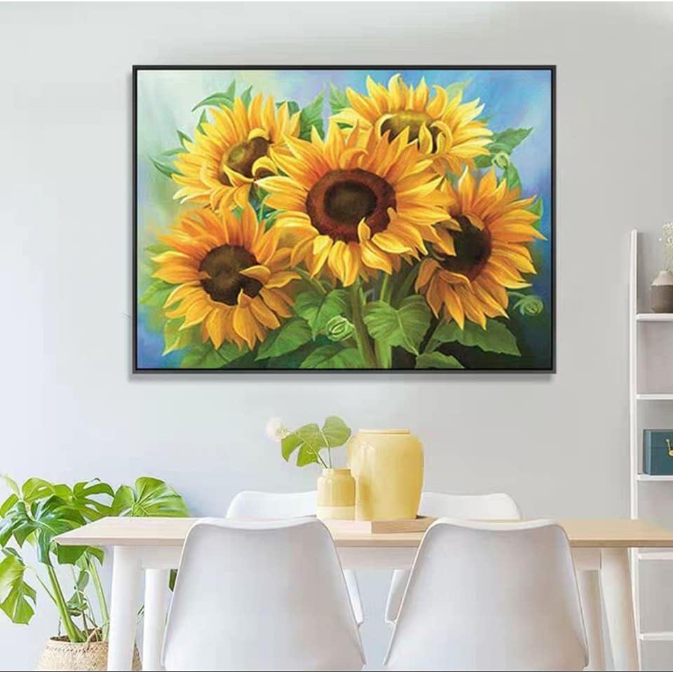 Tranh Đính Đá HOA HƯỚNG DƯƠNG (ĐÁ ABC CAO CẤP). Kích Thước: 75cm x 60cm