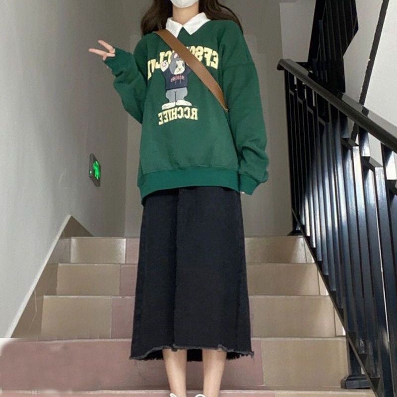 COZOK Áo sweater Tay Dài In Họa Tiết vintage Hợp Thời Trang