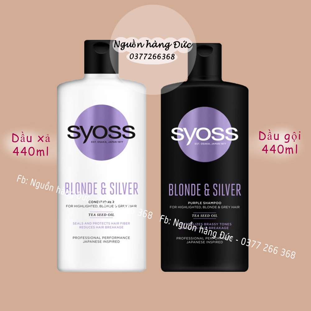 Dầu gội xả tím khử vàng Syoss Đức Swiss Silver Shampoo - Nguồn hàng Đức