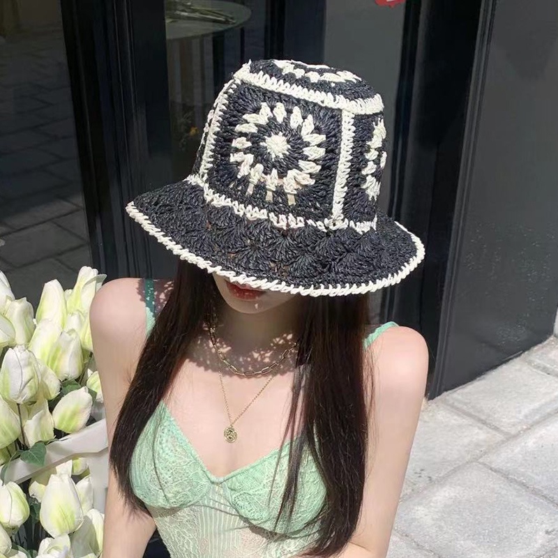 Nón Vành Đan Cói Họa Tiết Hoa Thời Trang Mùa Hè Cho Nữ