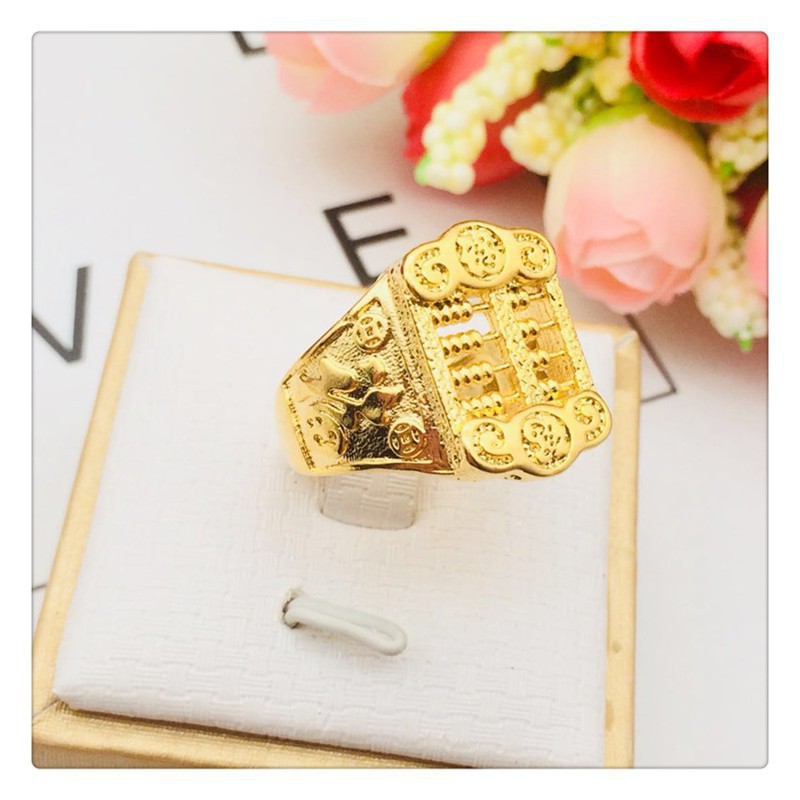 weiweijewelry/Nhẫn Bàn Tính Thời Trang Nam Trang Sức Mạ Vàng 24k