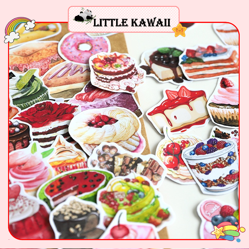 Set 100 miếng sticker hình dán đồ ăn, thức uống food drink