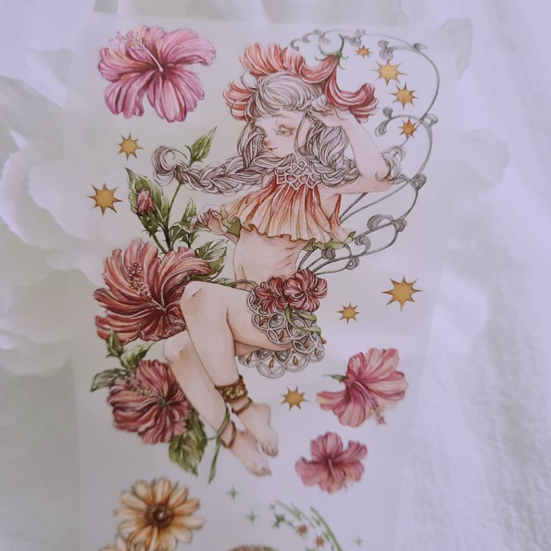 Krisna.room ♡ Hãng Peistudio Fairy- 1 chu kì 100cm cuộn băng dán hình Flower of Midsummer