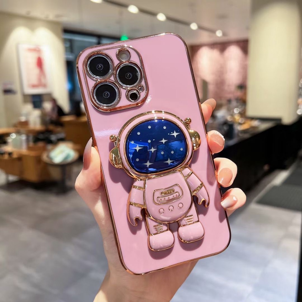 Ốp Điện Thoại Mềm Hình Phi Hành Gia Có Giá Đỡ Cho Iphone 12 pro max 11 pro max xs max xr x 13proamx plus