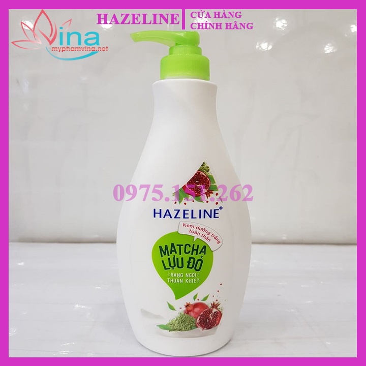 Sữa dưỡng thể trắng da Hazeline Matcha Lựu đỏ 370ml