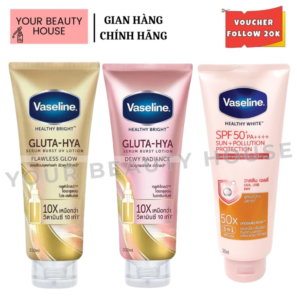 Sữa dưỡng thể trắng da, mờ thâm đều màu da Vaseline Healthy