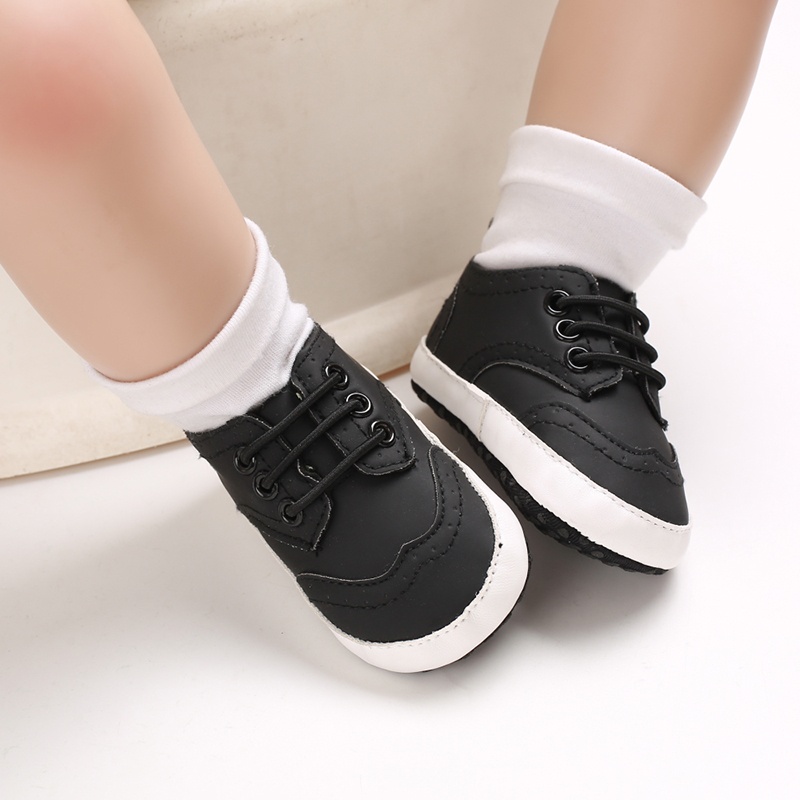 Đôi Giày Da PU Đế Cotton Chống Trượt Cho Bé Trai Sơ Sinh Tập Đi