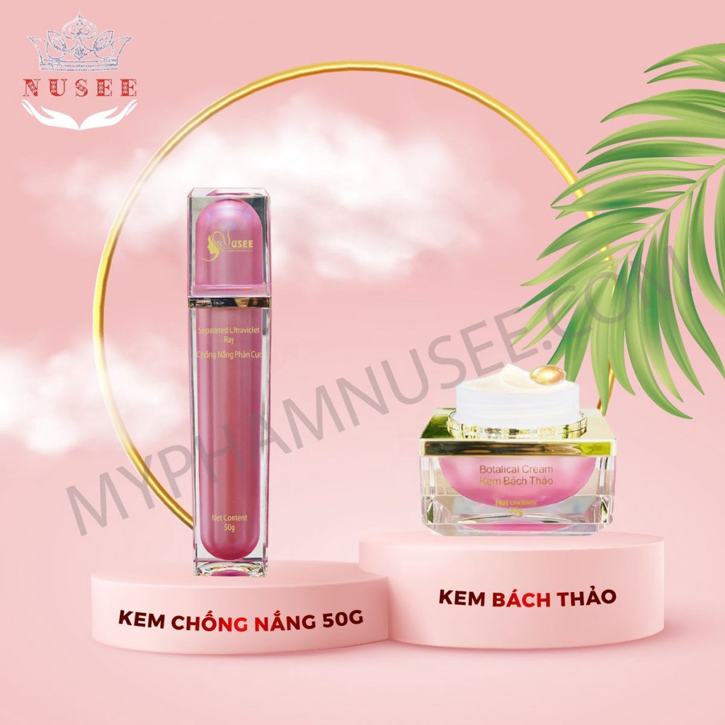 Combo Kem Chống nắng và Kem Bách thảo, Nusee, Mộc Mỹ Nhân.