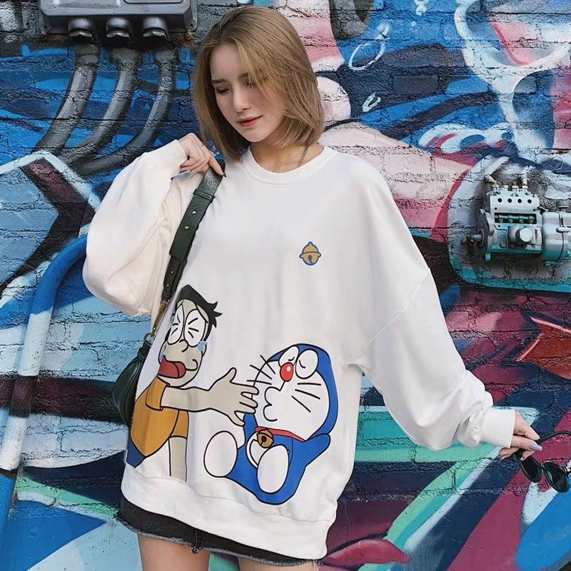 Áo thun nữ dài tay in hình Doraemon thời trang