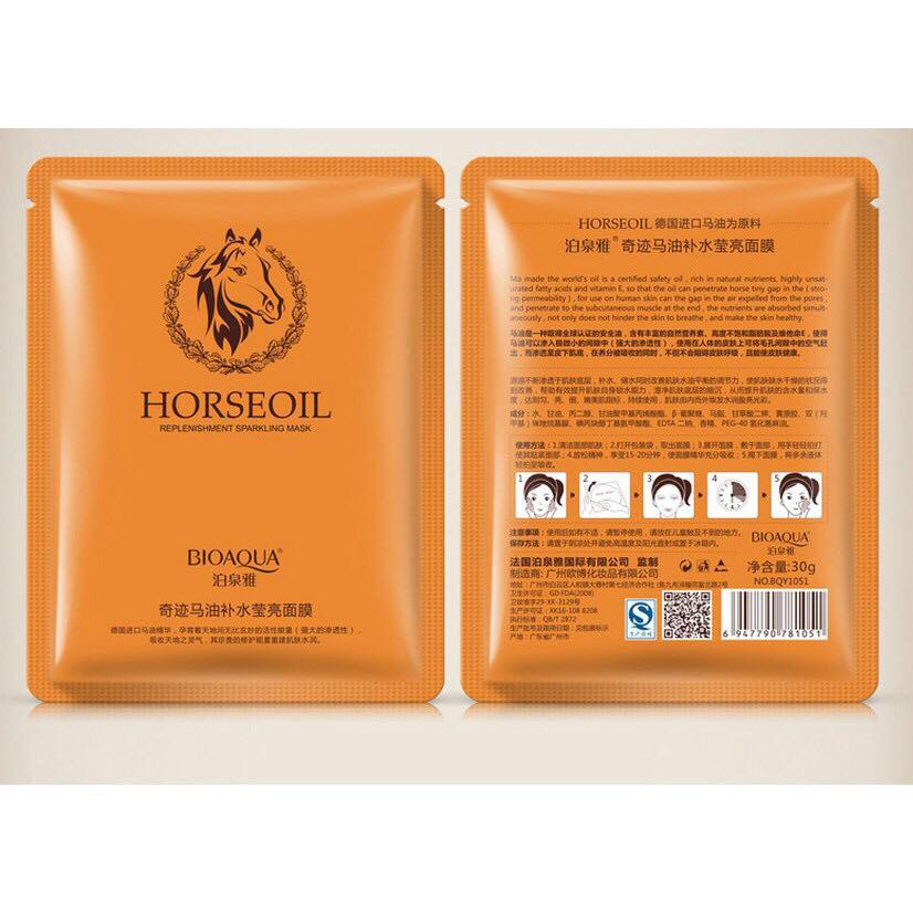 Mặt nạ giấy dưỡng da mụn cấp ẩm thải độc dầu ngựa Hourse Oil Bioaqua