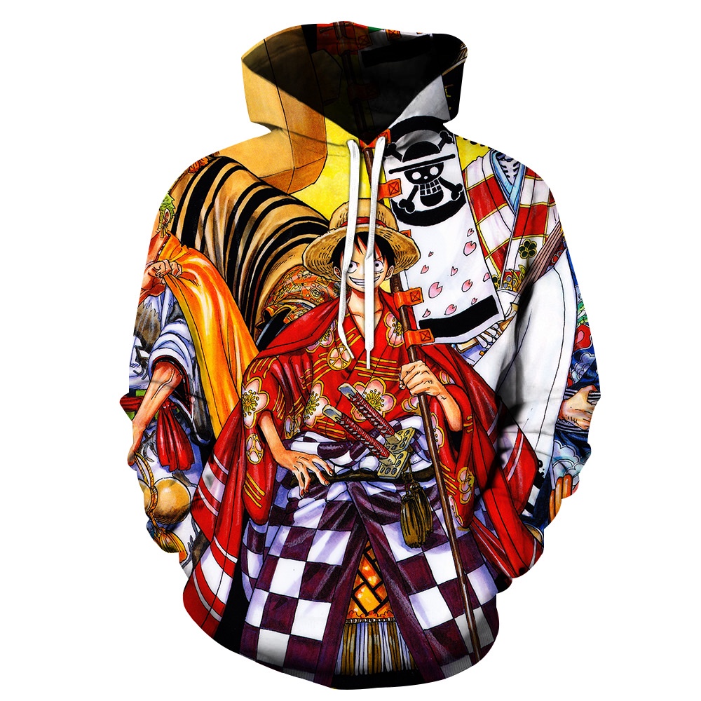 Áo hoodie Tay Dài In Hình One Piece 3D Thời Trang Xuân Thu Cho Nam