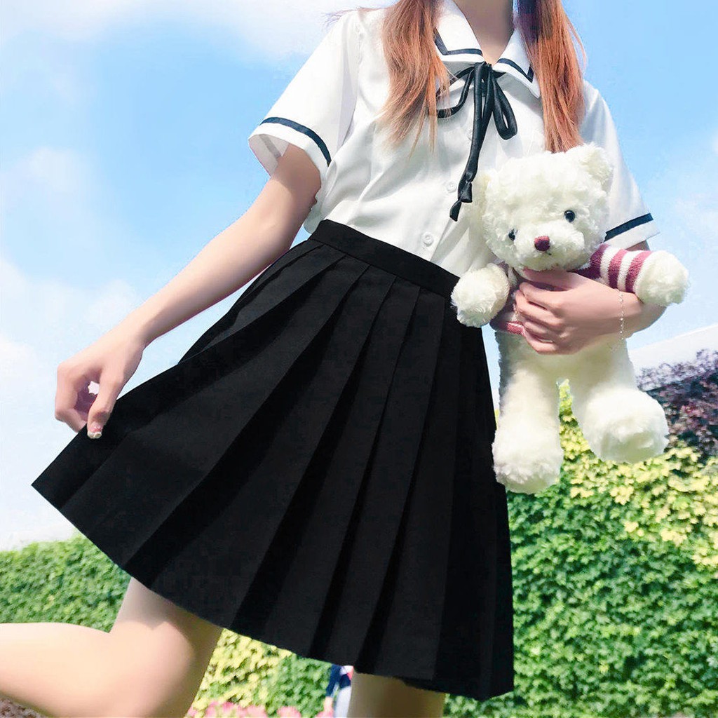 đầm xoèĐầm❅❇Áo sơ mi ngắn tay nữ đồng phục JK cơ bản mùa hè phong cách sinh viên đại học Nhật mặc đi kết hợp