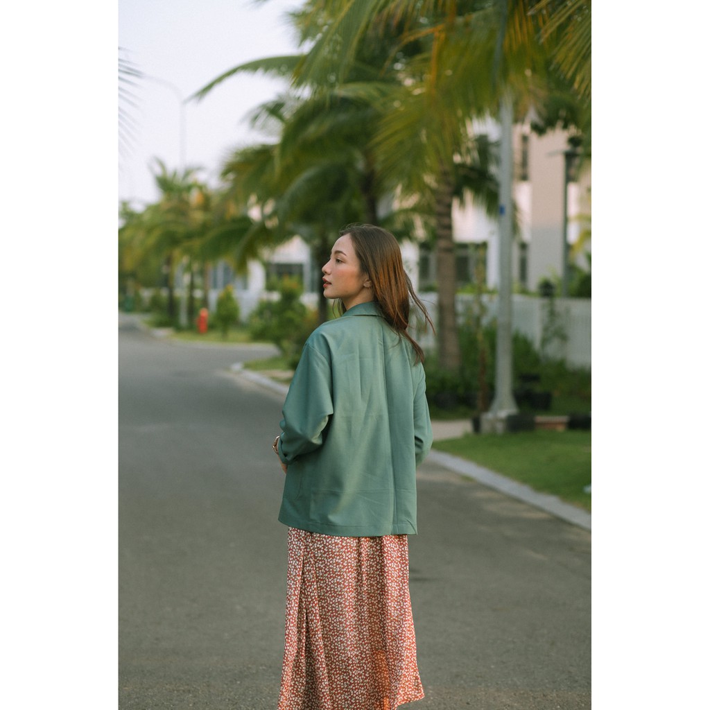 Áo blazer tay dài dáng rộng một lớp A210533 (Xanh đậm - Cam da - Đen) | BigBuy360 - bigbuy360.vn