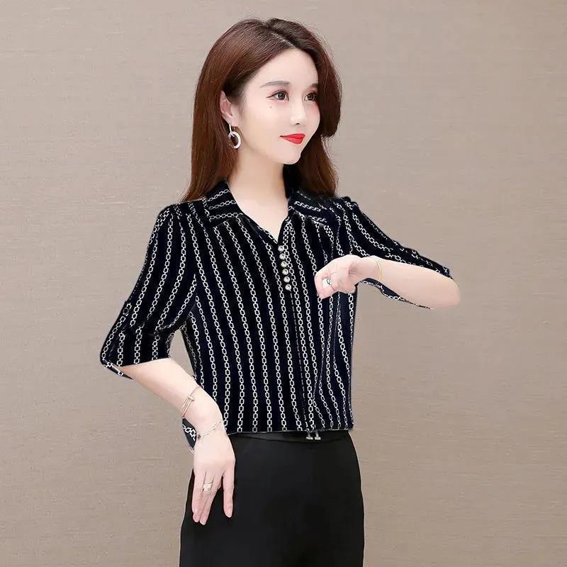 Áo sơ mi chiffon thời trang cho phụ nữ trung niên