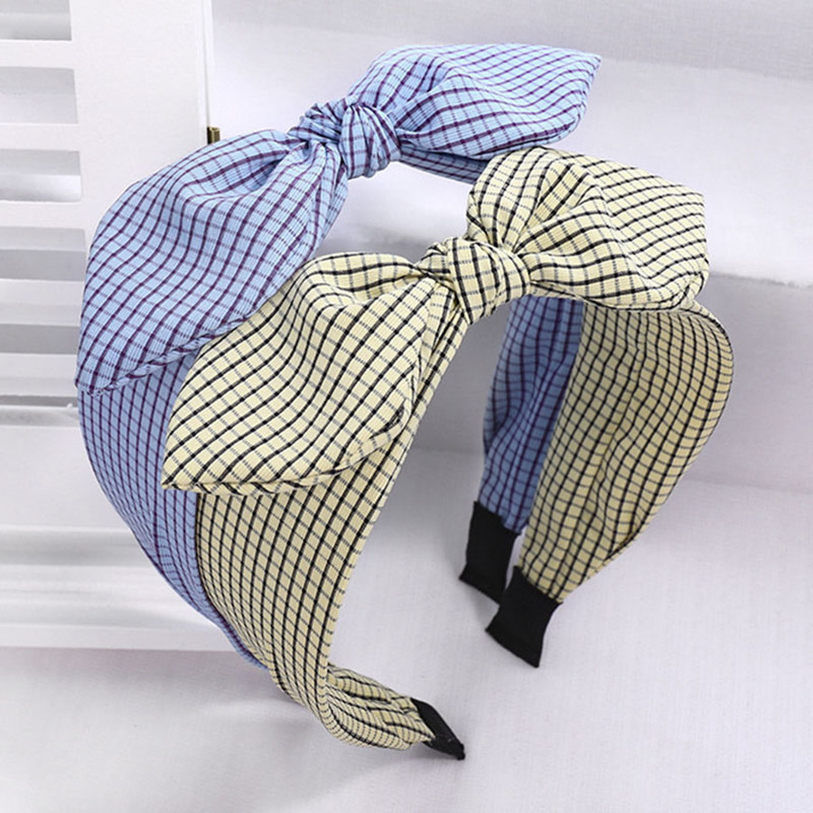 Băng Đô Nơ Họa Tiết Ca Rô Phong Cách Hàn Quốc Dành Cho Nữ