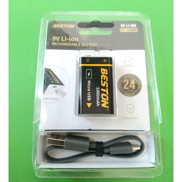 Pin 9V vuông hãng Beston dung lượng 1000mAh sạc trực tiếp bằng dây cáp micro USB