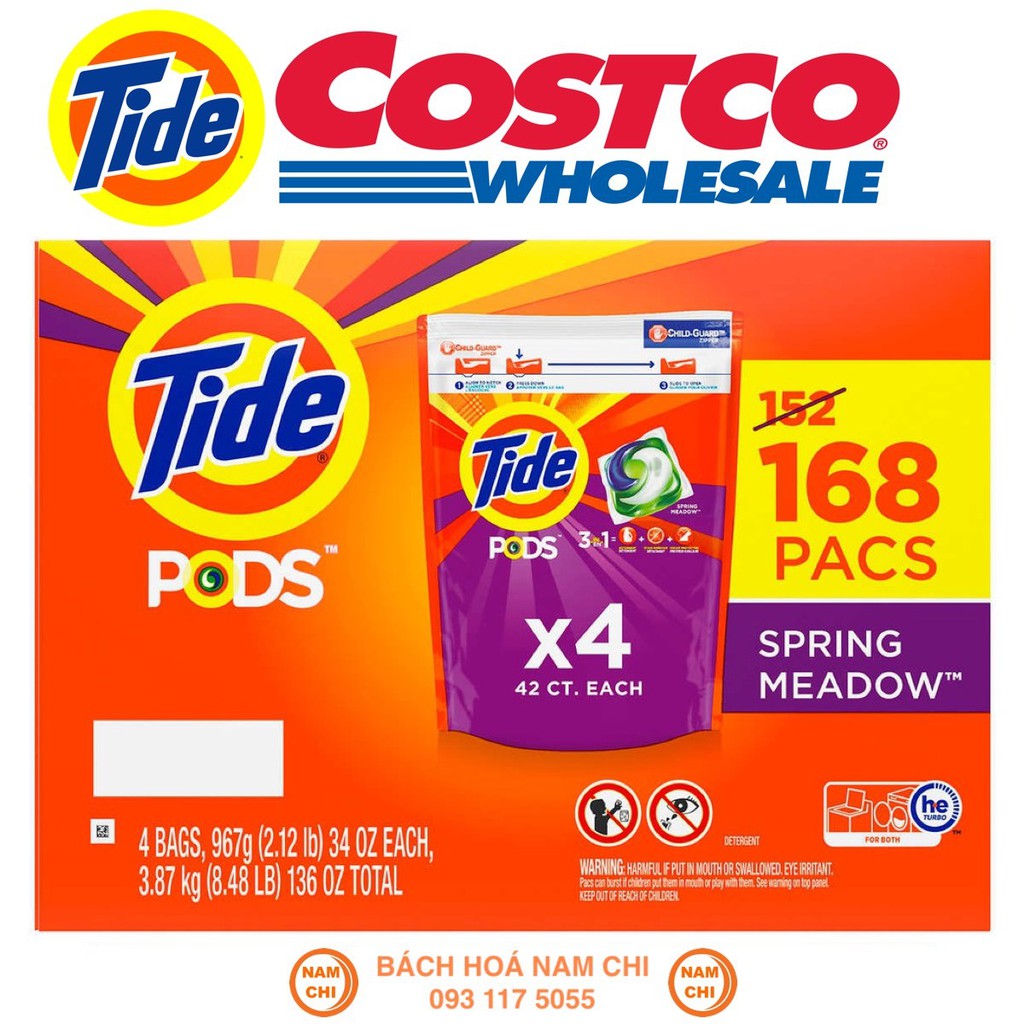 [Thùng 4 Túi] Viên Giặt Tide Pods 3in1 Túi 42 Viên Của Mỹ Siêu Tiết Kiệm Đánh Bay Mọi Vết Bẩn Cứng Đầu - Hàng Mỹ