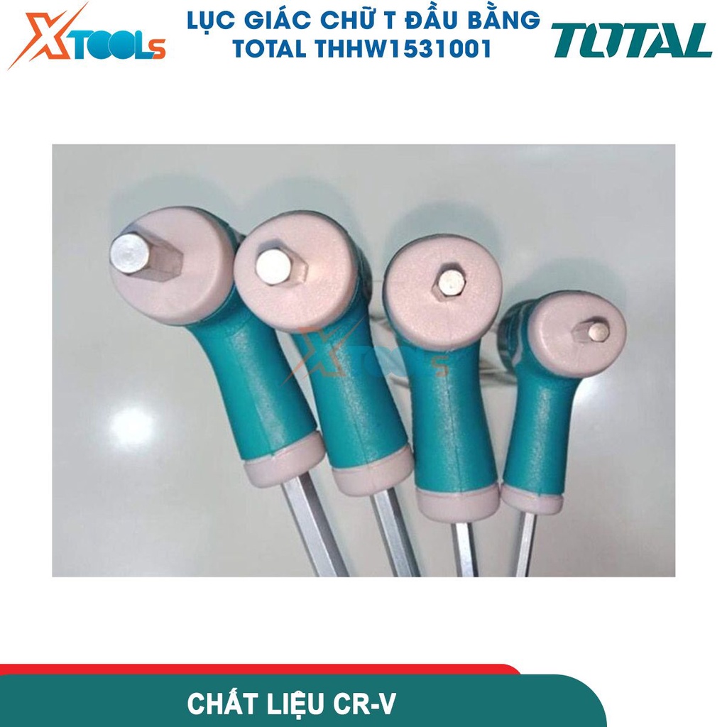 Tay vặn chữ T đầu lục giác TOTAL nhiều kích thước, tay vặn lục giác chữ T chất liệu thép Cr-V mạ Crom[CHÍNH HÃNG][XTOOLS
