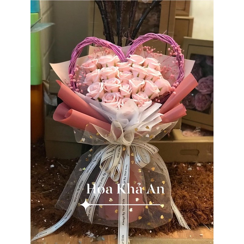 [Ship Hoả Tốc HN] Bó hoa tim Salic siêu xinh, mẫu thiết kế độc quyền nhà Khả An. Hoa sáp bền vĩnh cửu