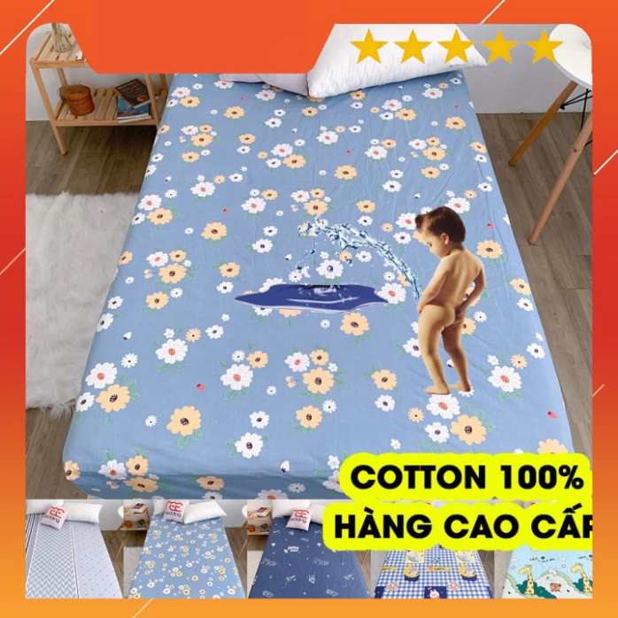 Ga chống thấm 100% Cotton REE Bedding kháng nước cao cấp đủ size drap giường cho bé 1m2, 1m4, 1m6, 1m8, 2m