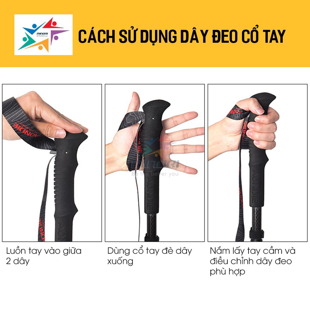 Gậy CARBON Chạy Trail Trekking, Leo Núi Aonijie E4087 - Siêu Nhẹ, Gấp Gọn